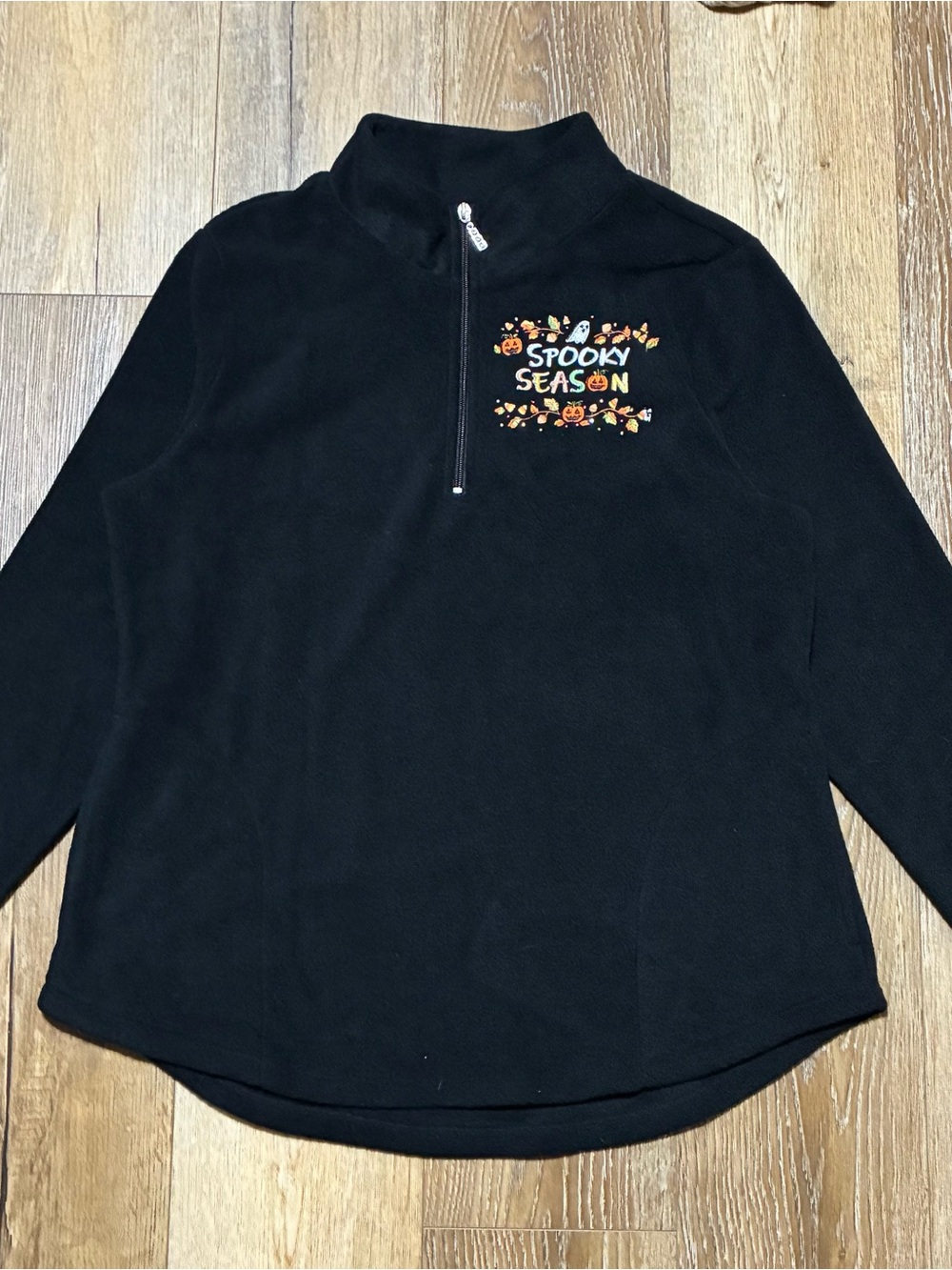 Quacker Factory Black 'Spooky Season' Half-Zip Fleece Pullover M Fall Halloween